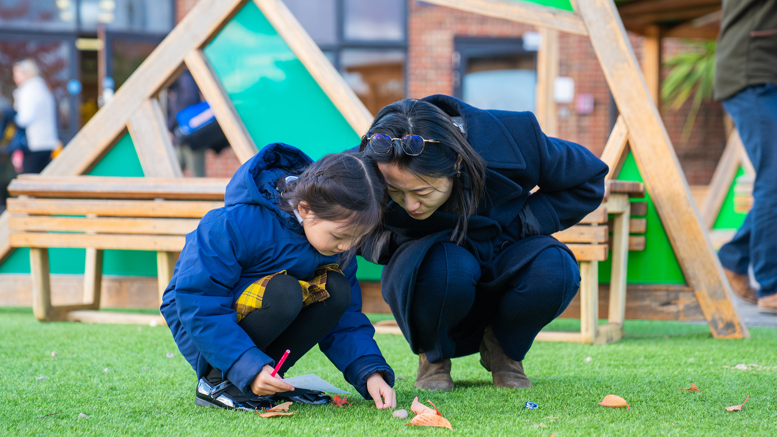 A Chapter House student and parent learning about the Harvest Festival